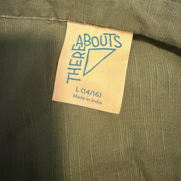 Thereabouts Olive Green Button Down Shirt with Rolled Sleeves - Picture 4 of 8